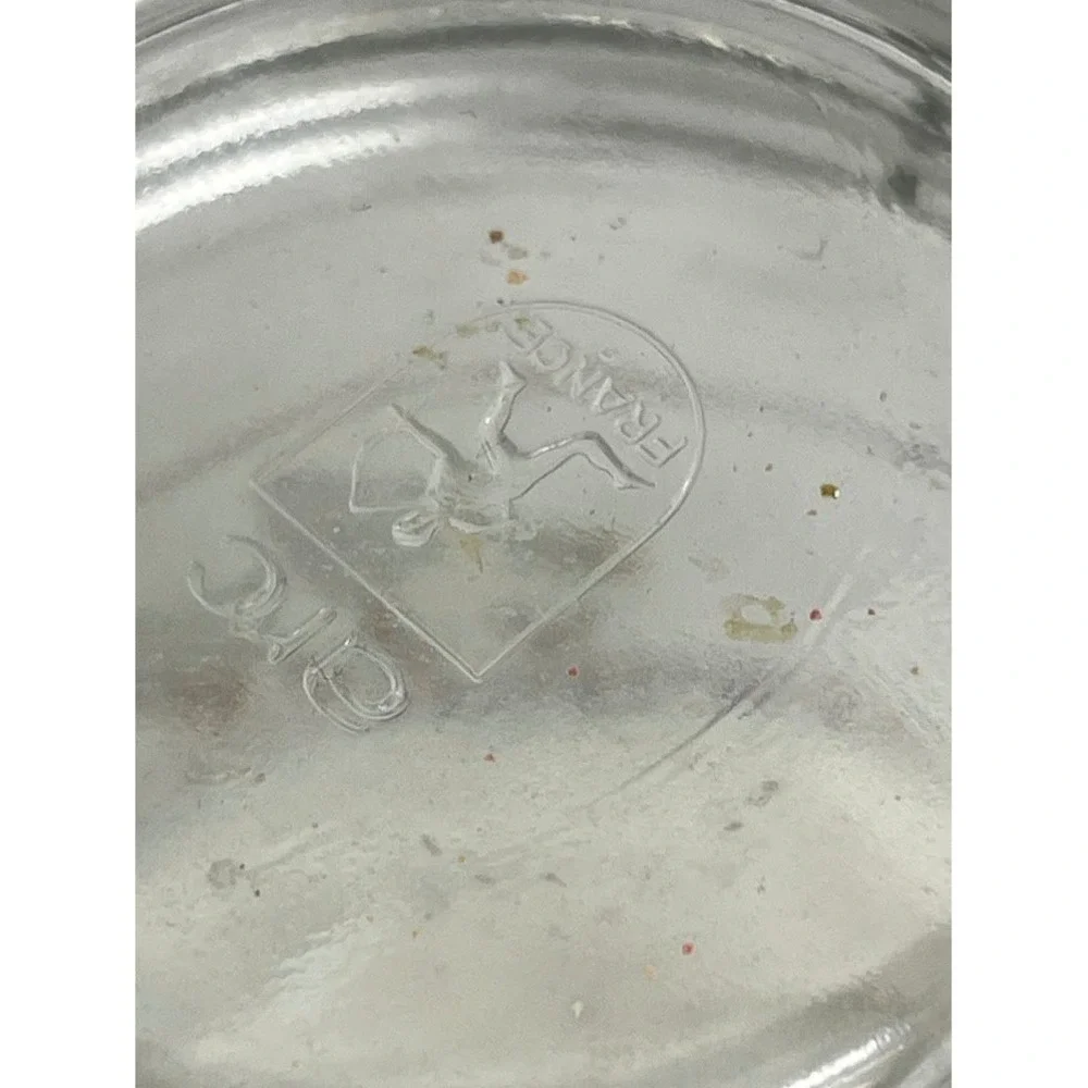 Vintage Arc France Glass Canister Country Goose Hearts Wire Bail Lid Jar 315